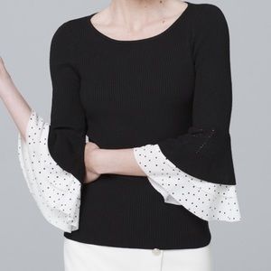 Woven dot sleeve sweater White House Black Market